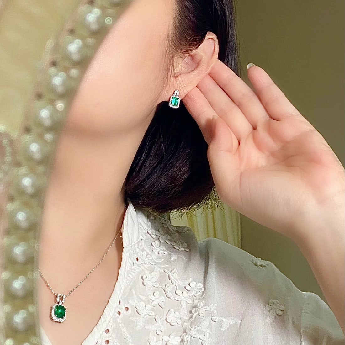 14k Gold 1.81 Ctw Natural Emerald & Diamond Earrings - 3