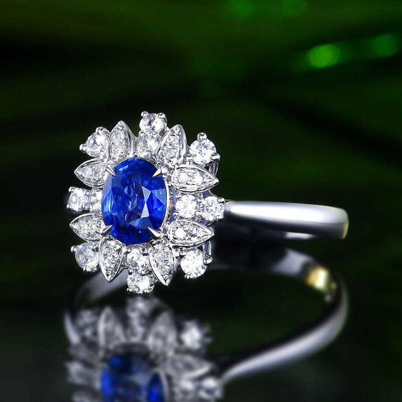 14k Gold 0.56 Ctw Natural Sapphire & Diamond Ring - 2