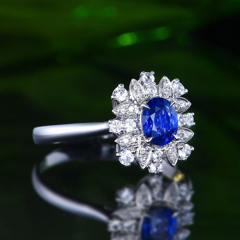 14k Gold 0.56 Ctw Natural Sapphire & Diamond Ring - 3
