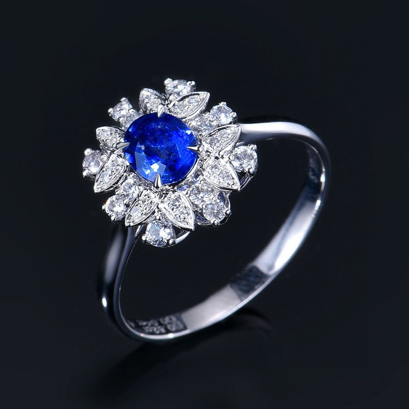 14k Gold 0.56 Ctw Natural Sapphire & Diamond Ring - 4
