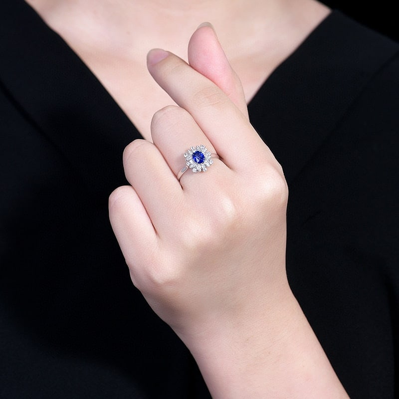 14k Gold 0.56 Ctw Natural Sapphire & Diamond Ring - 6