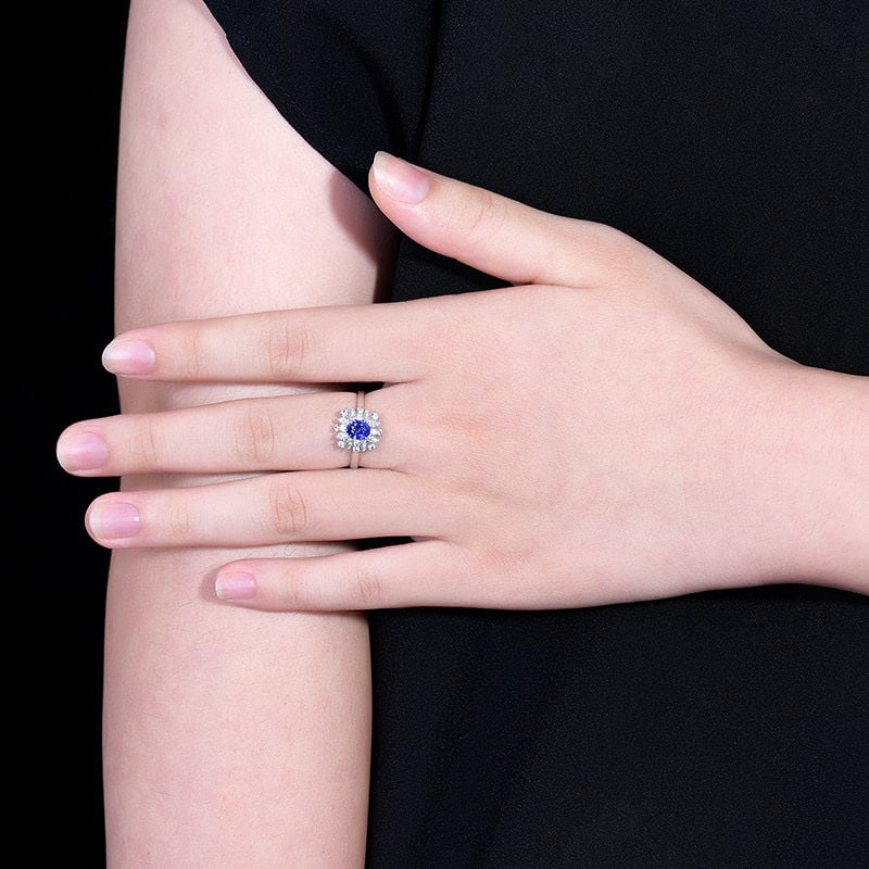 14k Gold 0.56 Ctw Natural Sapphire & Diamond Ring - 8