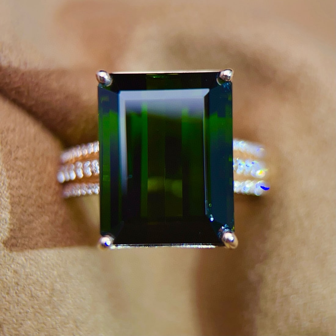 14k Gold 15.1 Ct Natural Tourmaline & Diamond Ring (1 of 7)