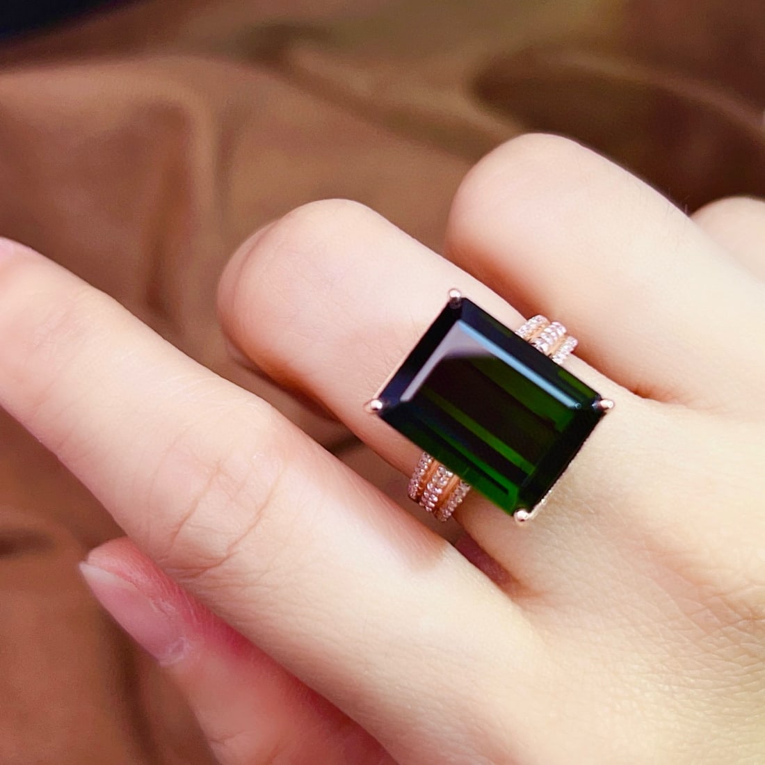 14k Gold 15.1 Ct Natural Tourmaline & Diamond Ring - 6