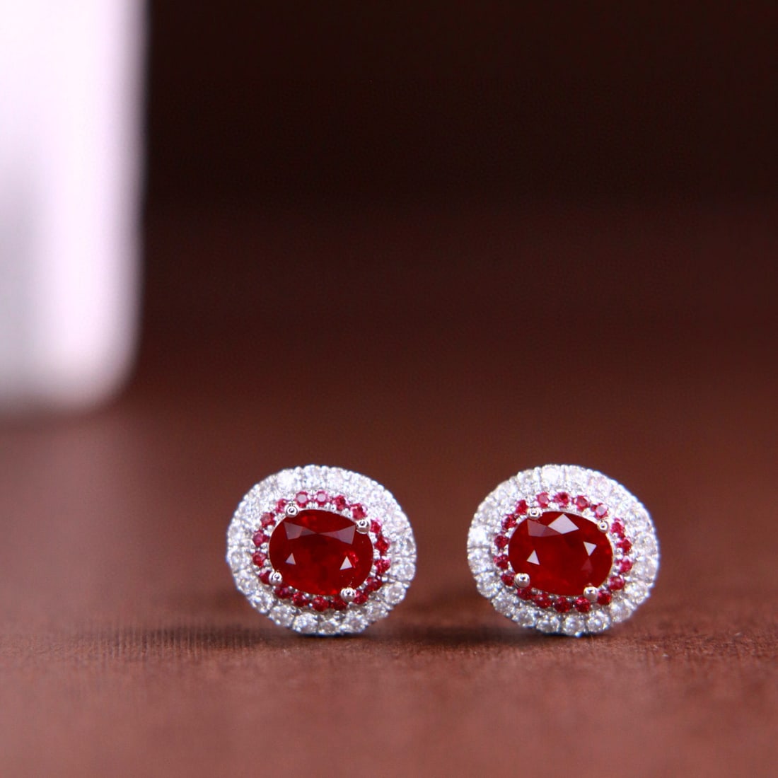 14k Gold 1.11 Ctw Natural Ruby & Diamond Earrings - 2