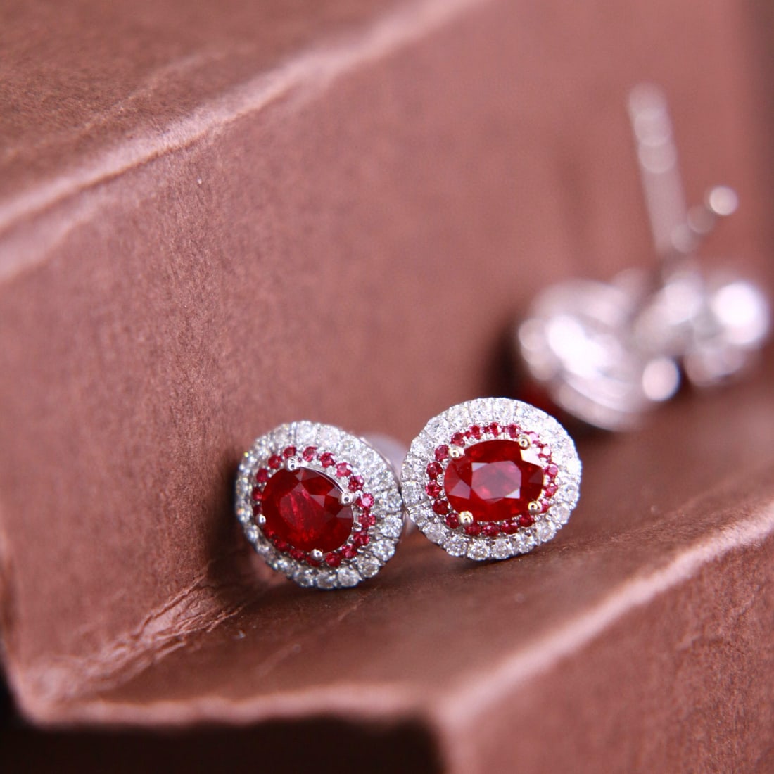14k Gold 1.11 Ctw Natural Ruby & Diamond Earrings - 5