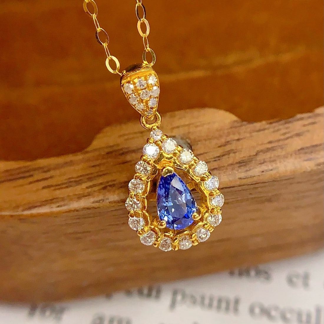 14k Gold 0.45 Ct Natural Sapphire & Diamond Necklace - 5