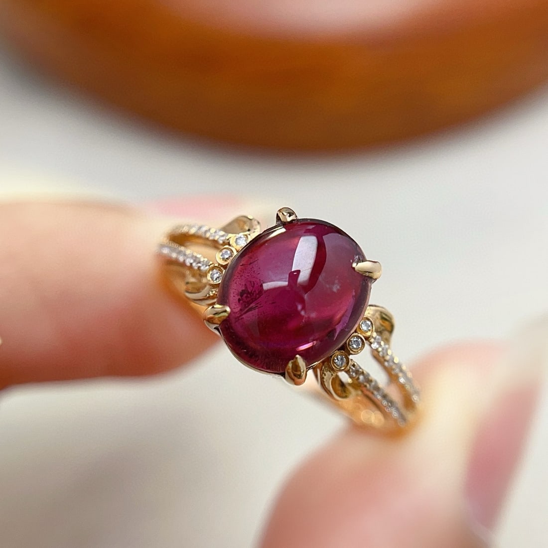 14k Gold 3.35 Ct Natural Tourmaline & Diamond Ring - 2