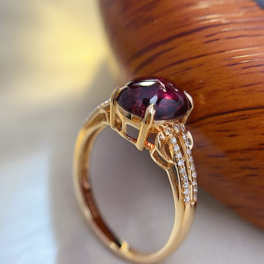 14k Gold 3.35 Ct Natural Tourmaline & Diamond Ring - 4