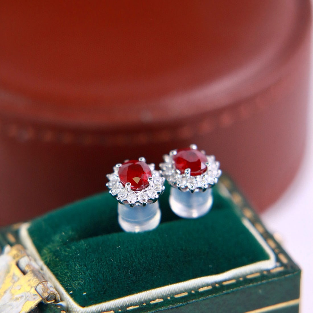 14k Gold 1.06 Ctw Natural Ruby & Diamond Earrings - 2
