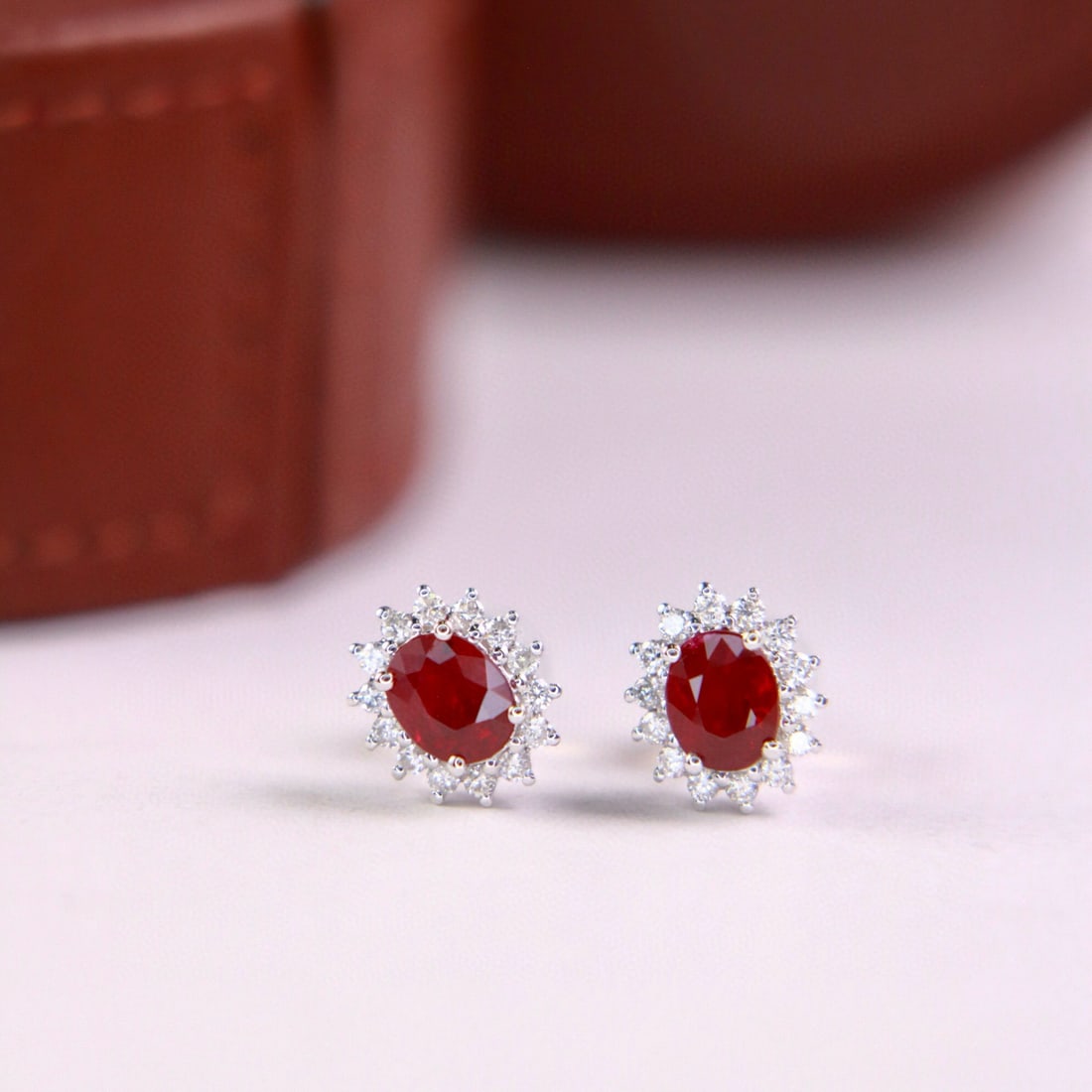 14k Gold 1.06 Ctw Natural Ruby & Diamond Earrings - 4