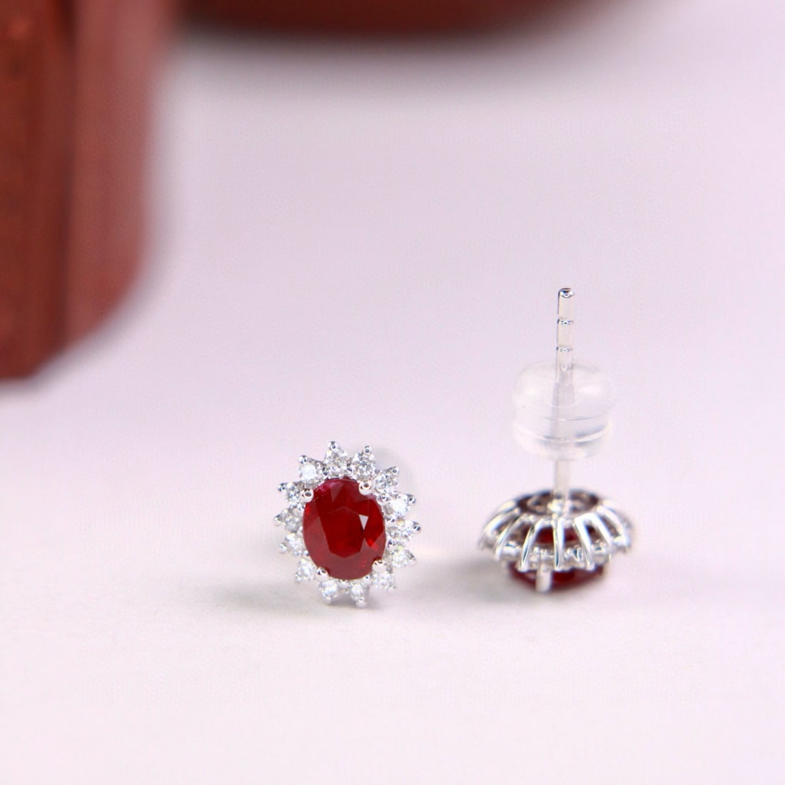 14k Gold 1.06 Ctw Natural Ruby & Diamond Earrings - 5