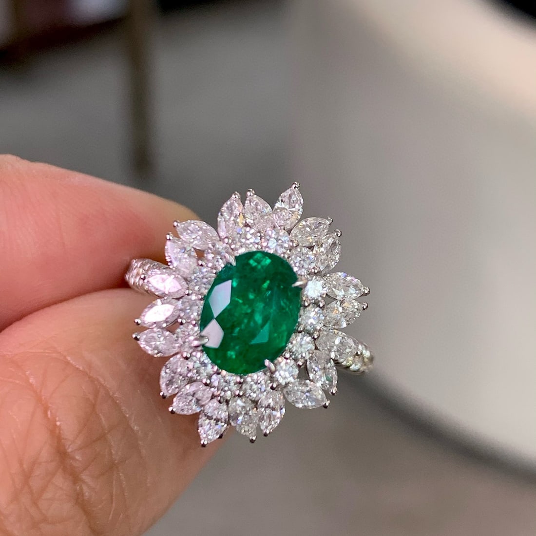 14k Gold 3.08 Ctw Natural Emerald & Diamond Ring/pendant( Without Chain ) - 2