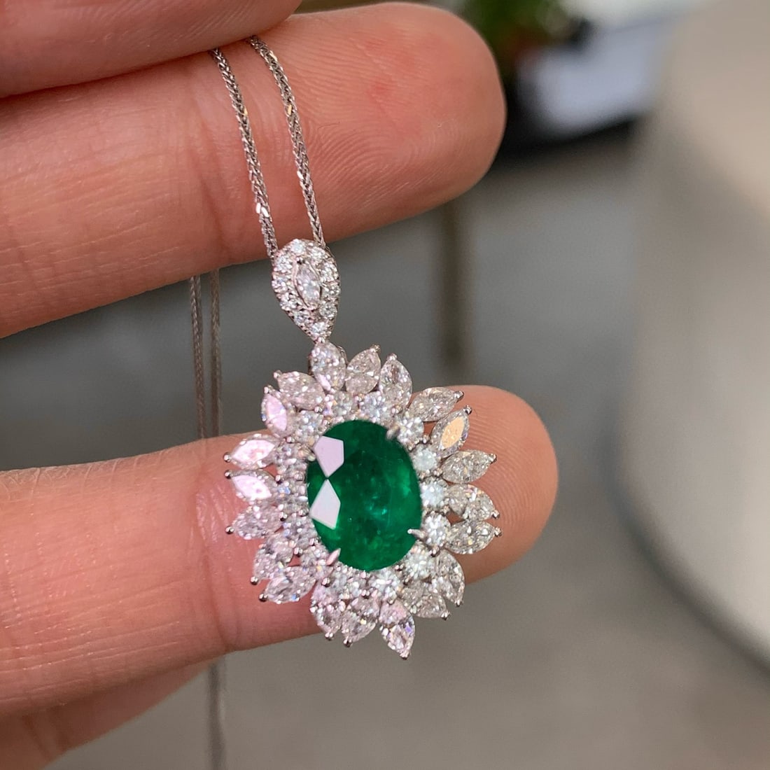 14k Gold 3.08 Ctw Natural Emerald & Diamond Ring/pendant( Without Chain ) - 5