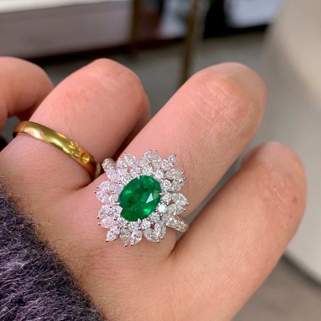 14k Gold 3.08 Ctw Natural Emerald & Diamond Ring/pendant( Without Chain ) - 6