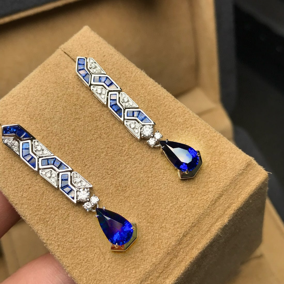 14k Gold 3.71 Ctw Natural Sapphire & Diamond Earrings - 3