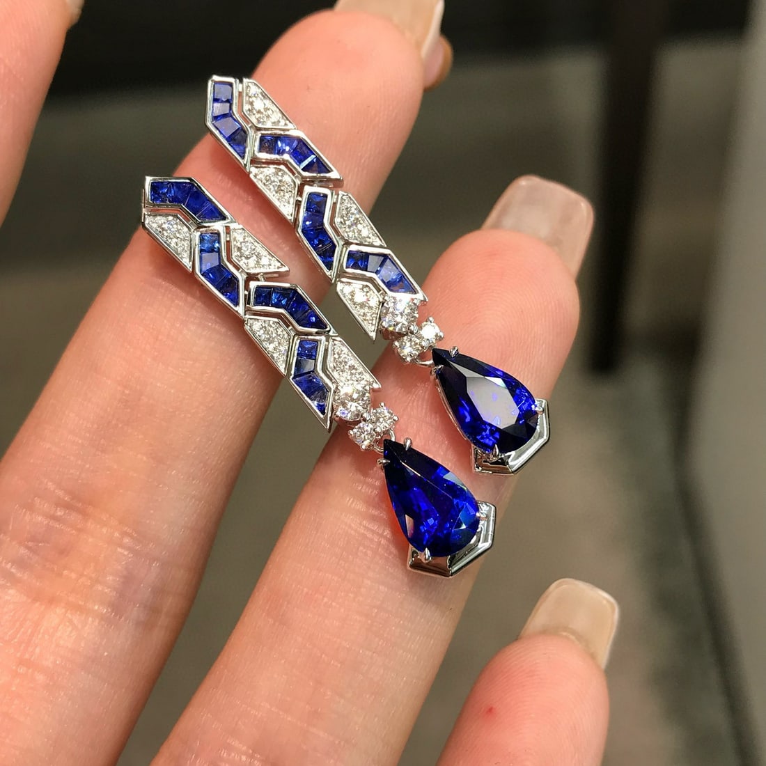 14k Gold 3.71 Ctw Natural Sapphire & Diamond Earrings - 7