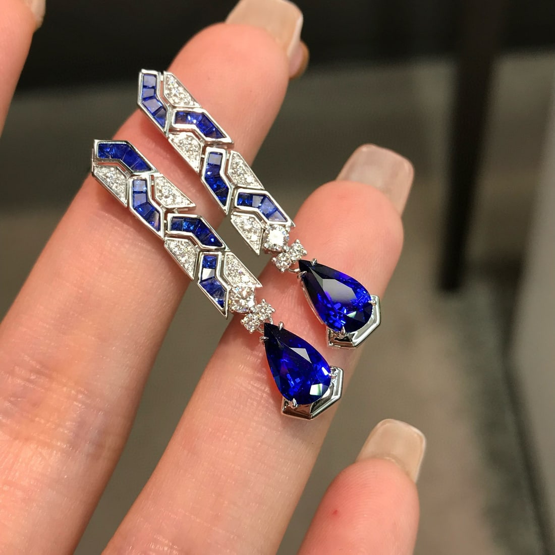 14k Gold 3.71 Ctw Natural Sapphire & Diamond Earrings - 8