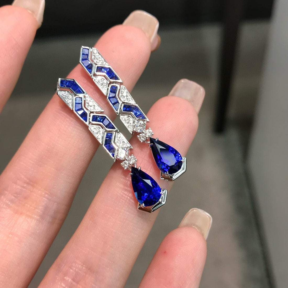 14k Gold 3.71 Ctw Natural Sapphire & Diamond Earrings - 9