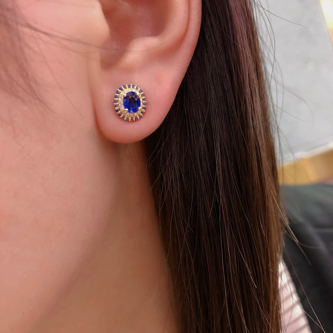 14k Gold 1.11 Ctw Natural Sapphire & Diamond Earrings - 6