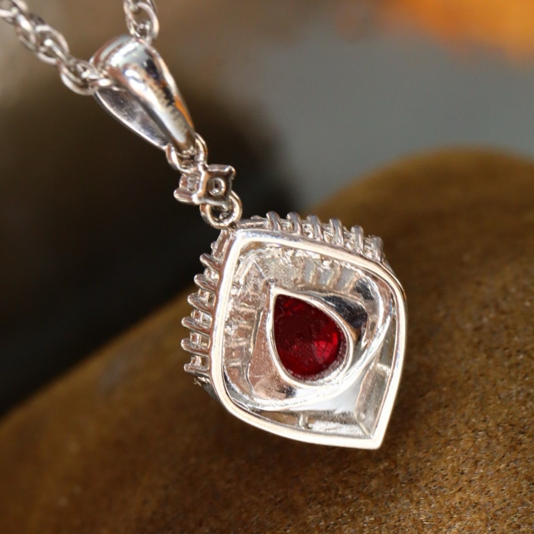 14k Gold 1.19 Ctw Natural Ruby & Diamond Pendant( Without Chain ) - 6