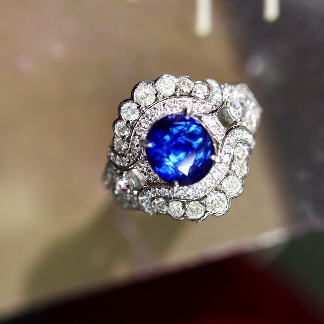 14k Gold 3.54 Ctw Natural Sapphire & Diamond Ring - 3