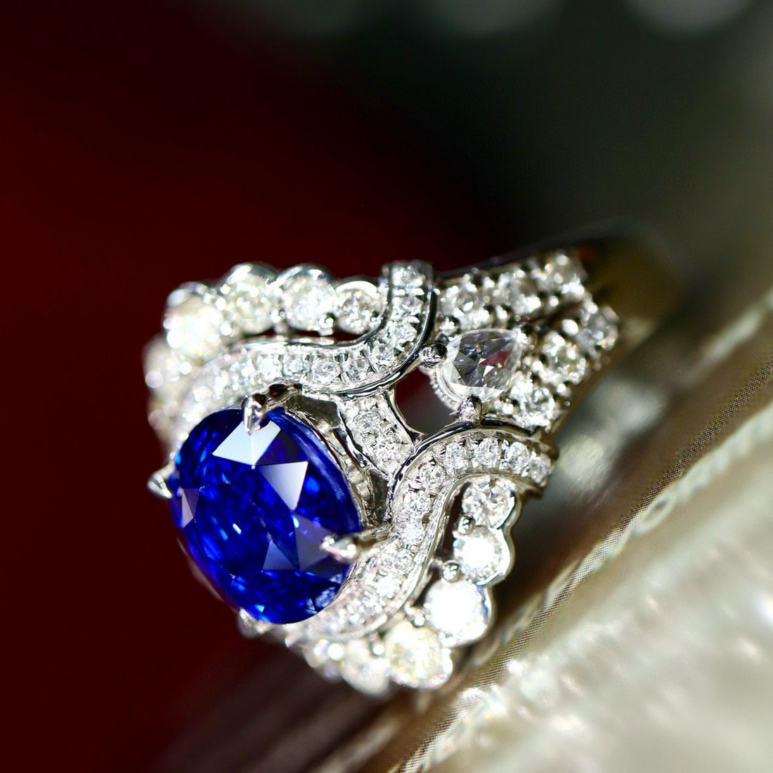 14k Gold 3.54 Ctw Natural Sapphire & Diamond Ring - 5