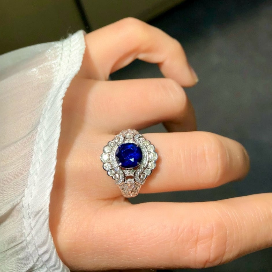 14k Gold 3.54 Ctw Natural Sapphire & Diamond Ring - 6