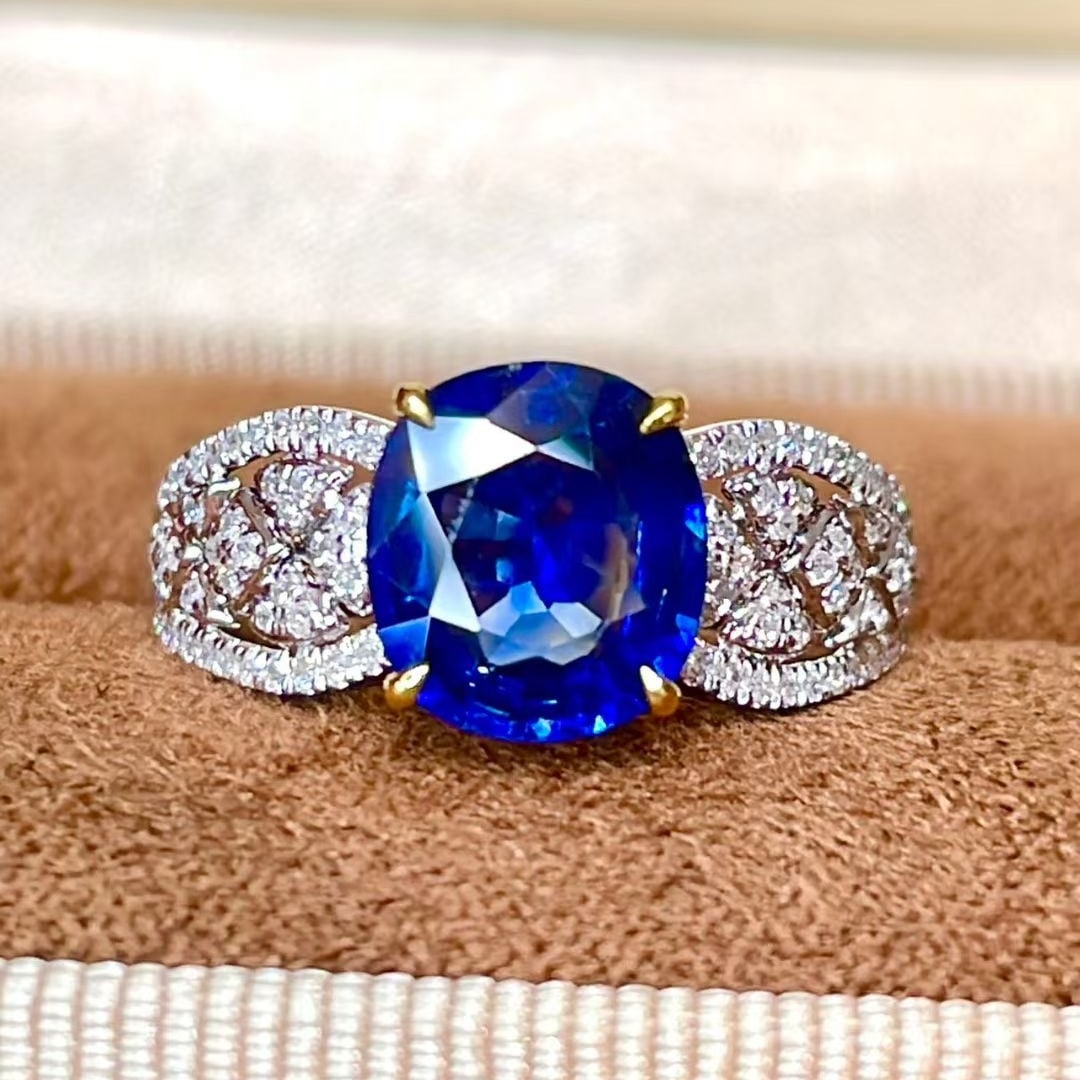14k Gold 2.1 Ct Natural Sapphire & Diamond Ring - 2