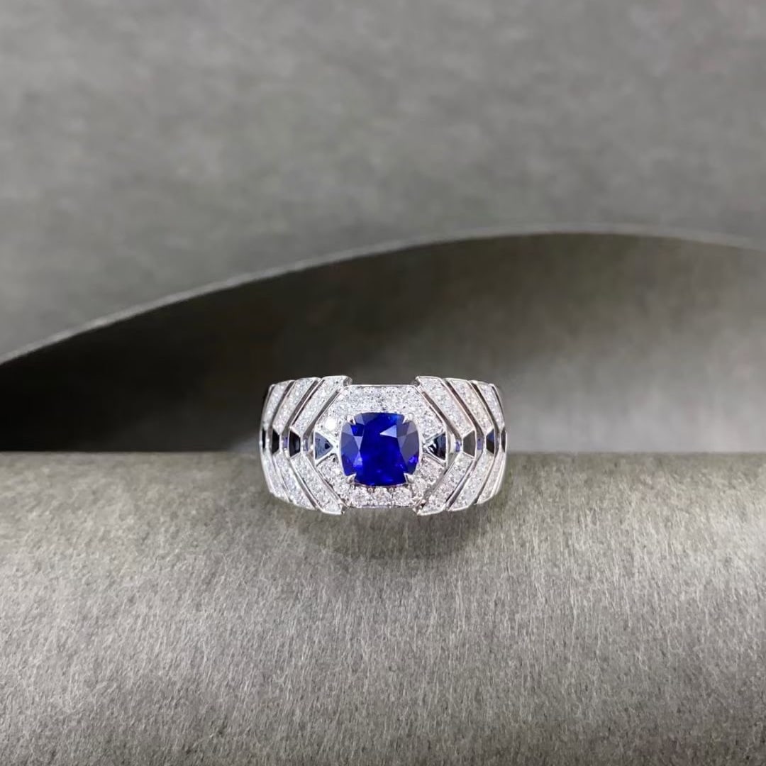14k Gold 1.94 Ctw Natural Sapphire & Diamond Ring - 4