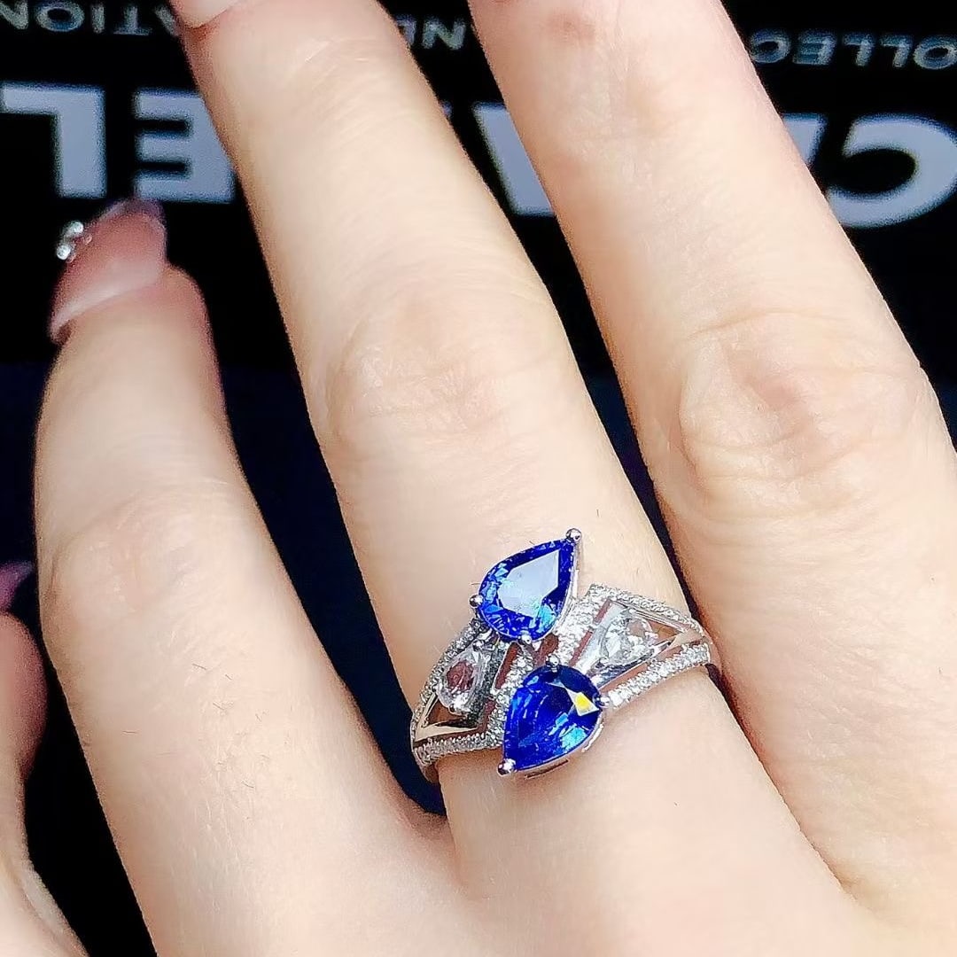 14k Gold 2.27 Ctw Natural Sapphire & Diamond Ring - 6