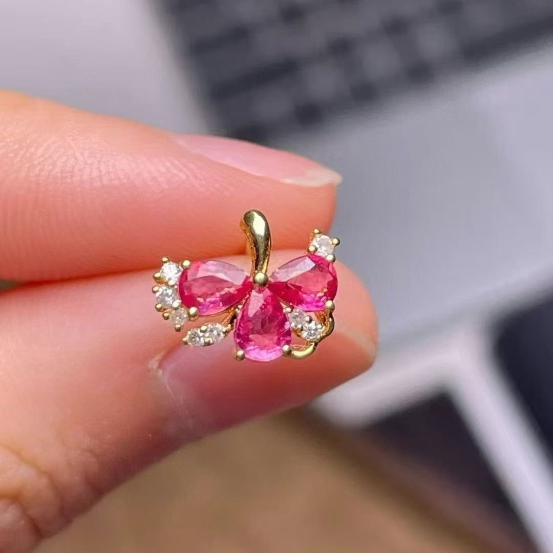 14k Gold 1.1 Ct Natural Ruby & Diamond Earrings - 3