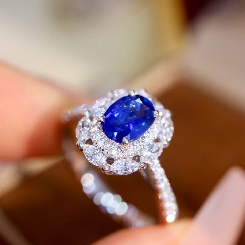 14k Gold 1.5 Ctw Natural Sapphire & Diamond Ring - 2