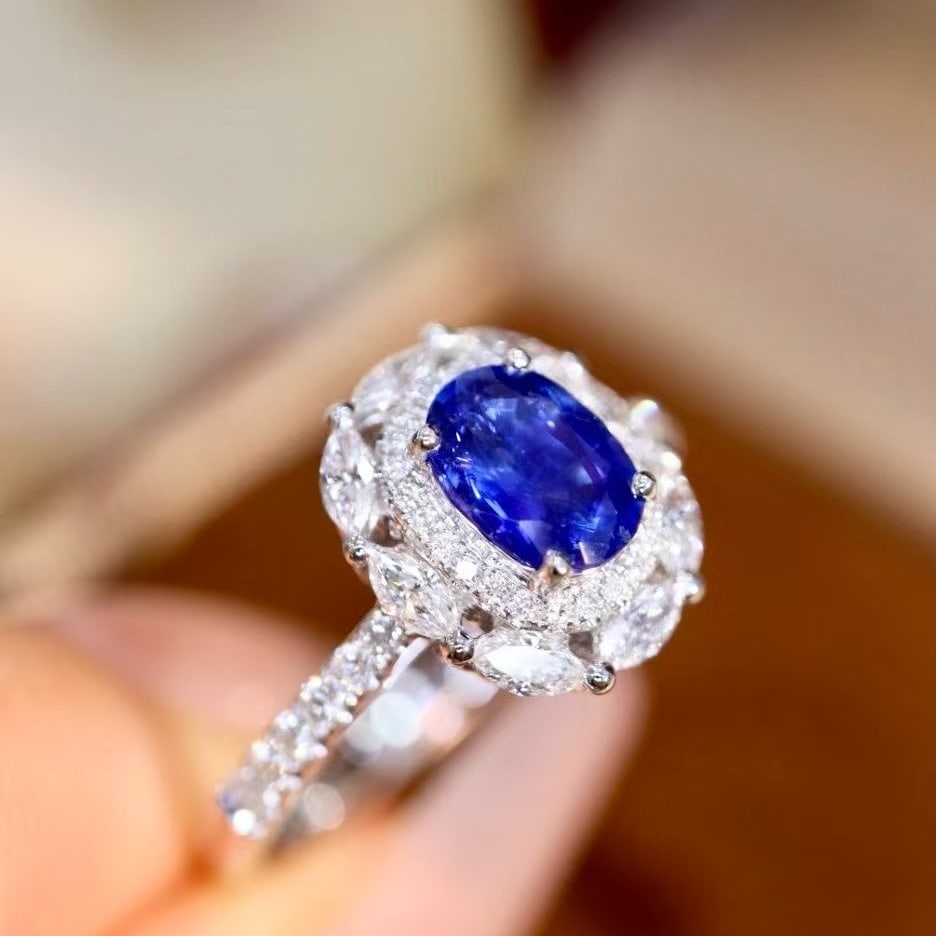 14k Gold 1.5 Ctw Natural Sapphire & Diamond Ring - 3