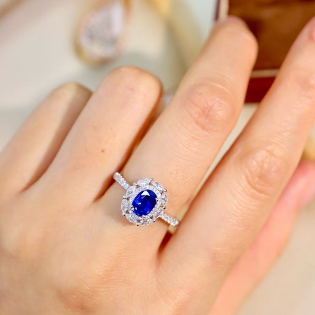 14k Gold 1.5 Ctw Natural Sapphire & Diamond Ring - 7