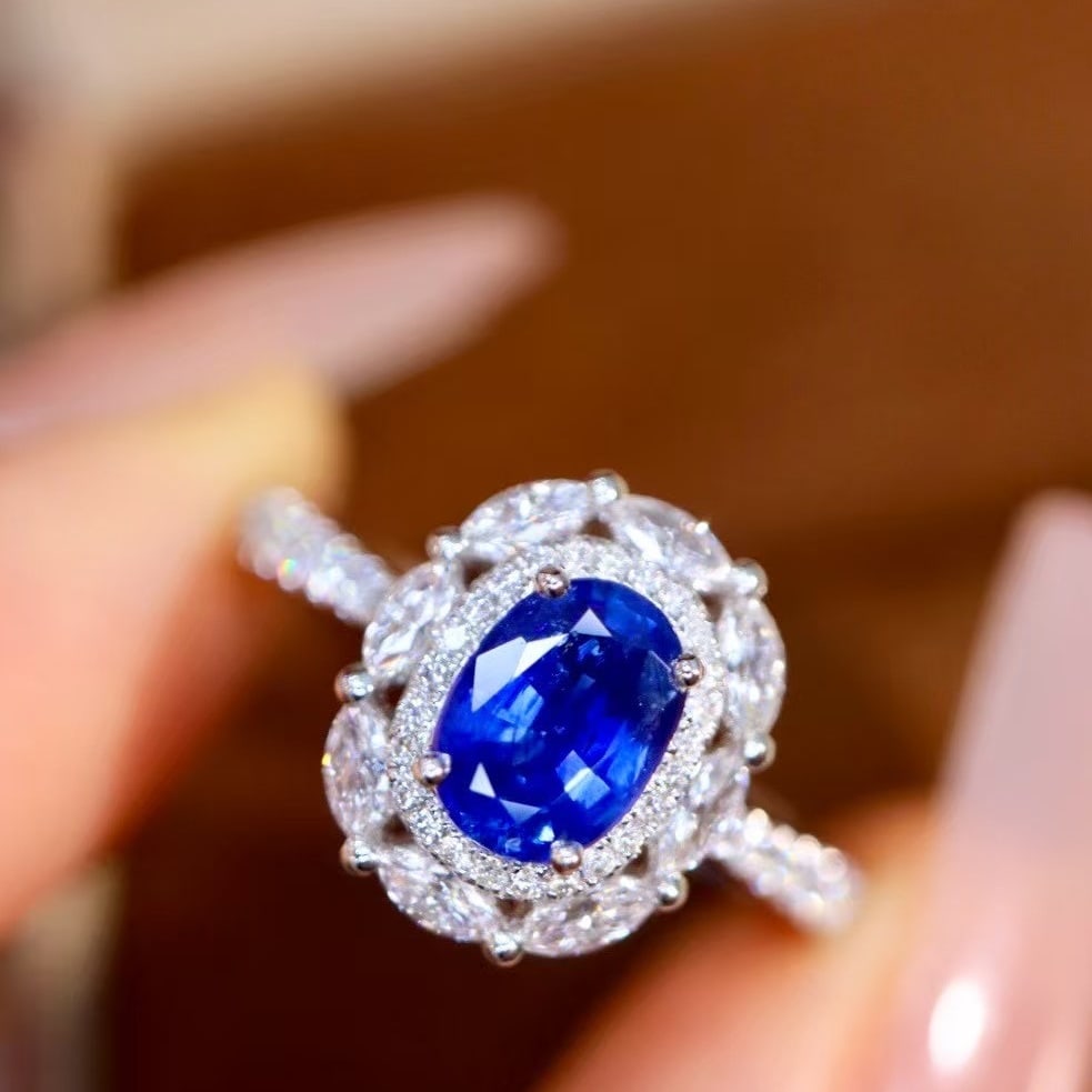 14k Gold 1.5 Ctw Natural Sapphire & Diamond Ring - 8