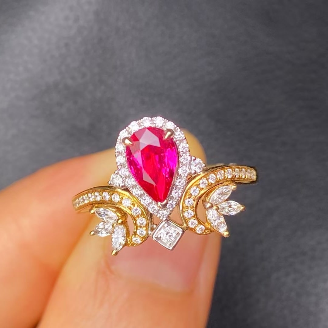 14k Gold 0.92 Ct Natural Ruby & Diamond Ring (1 of 7)