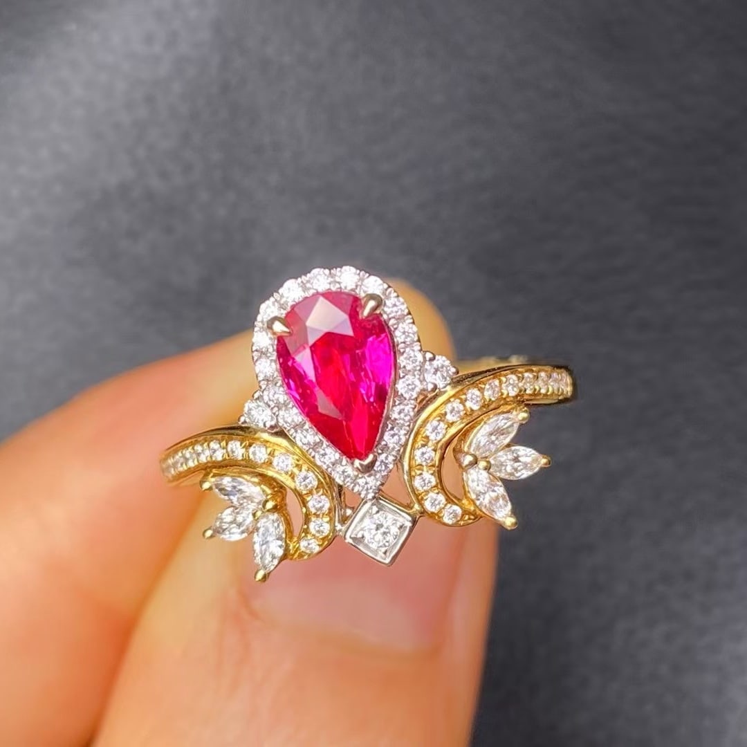 14k Gold 0.92 Ct Natural Ruby & Diamond Ring - 2