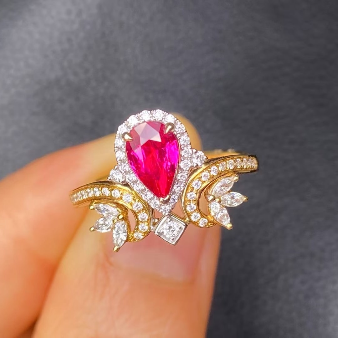 14k Gold 0.92 Ct Natural Ruby & Diamond Ring - 3