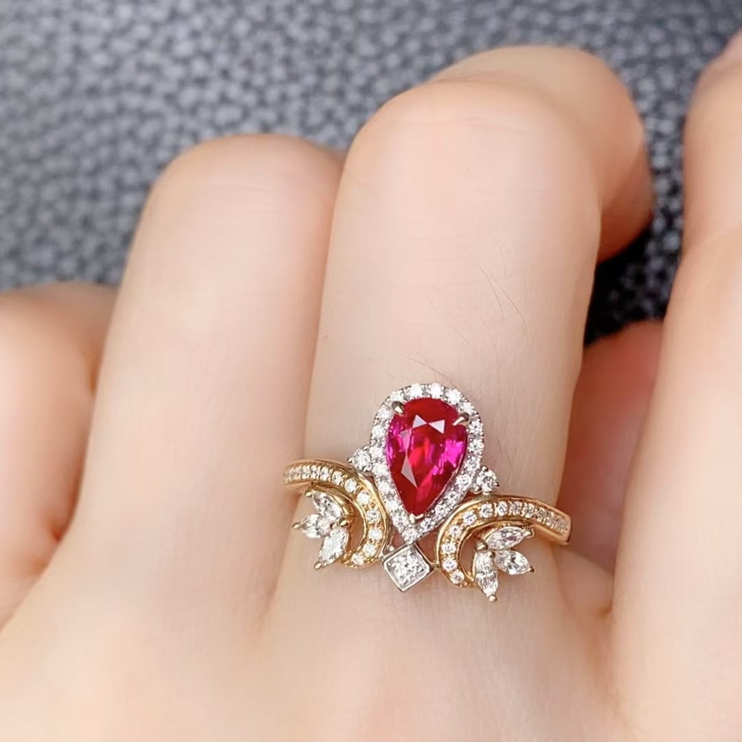 14k Gold 0.92 Ct Natural Ruby & Diamond Ring - 5