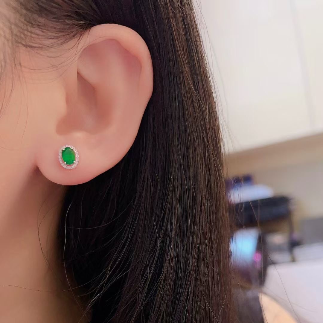 14k Gold 1.03 Ctw Natural Emerald & Diamond Earrings - 4