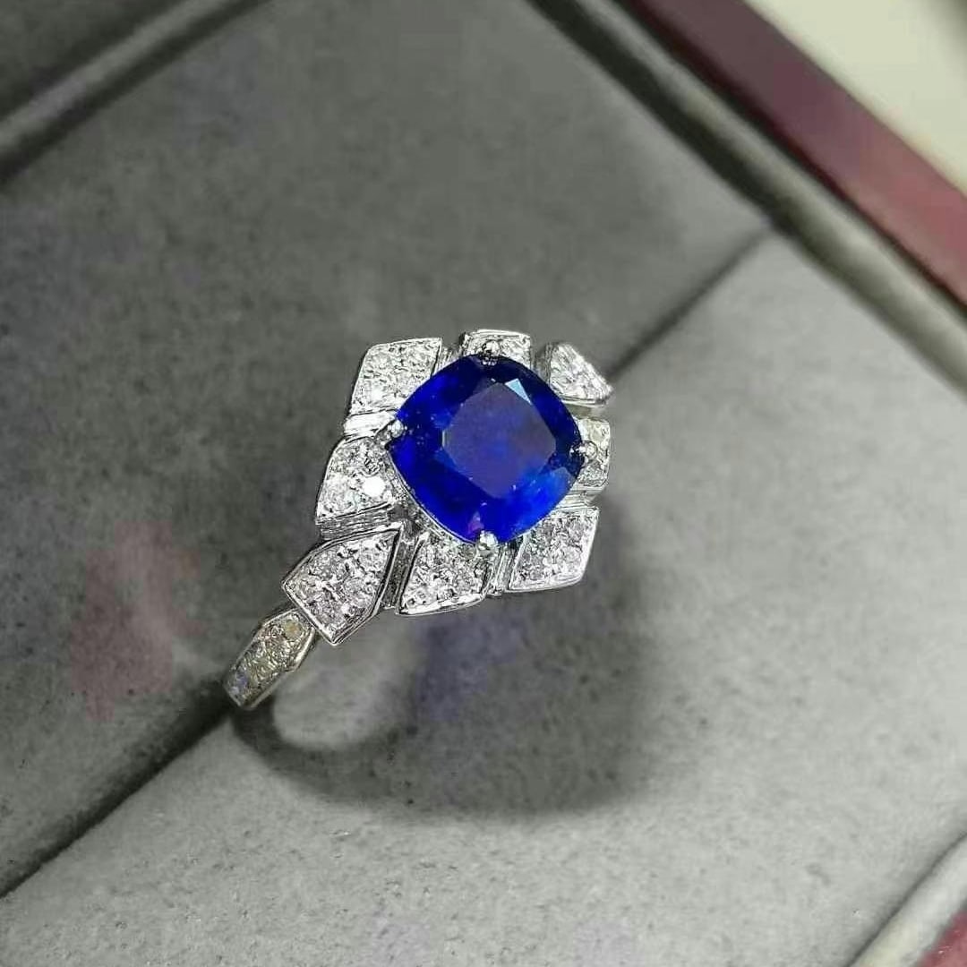 14k Gold 1.97 Ctw Natural Sapphire & Diamond Ring - 2