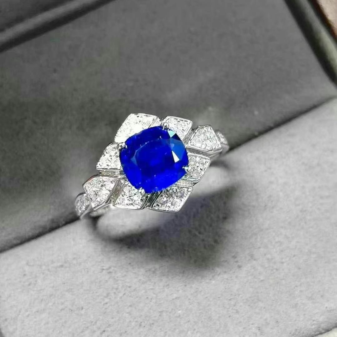 14k Gold 1.97 Ctw Natural Sapphire & Diamond Ring - 3