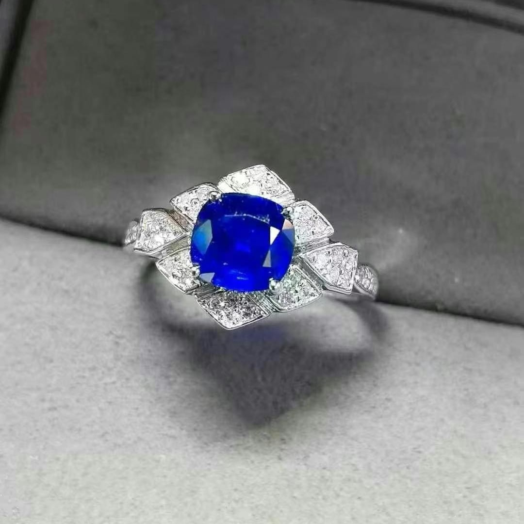 14k Gold 1.97 Ctw Natural Sapphire & Diamond Ring - 4