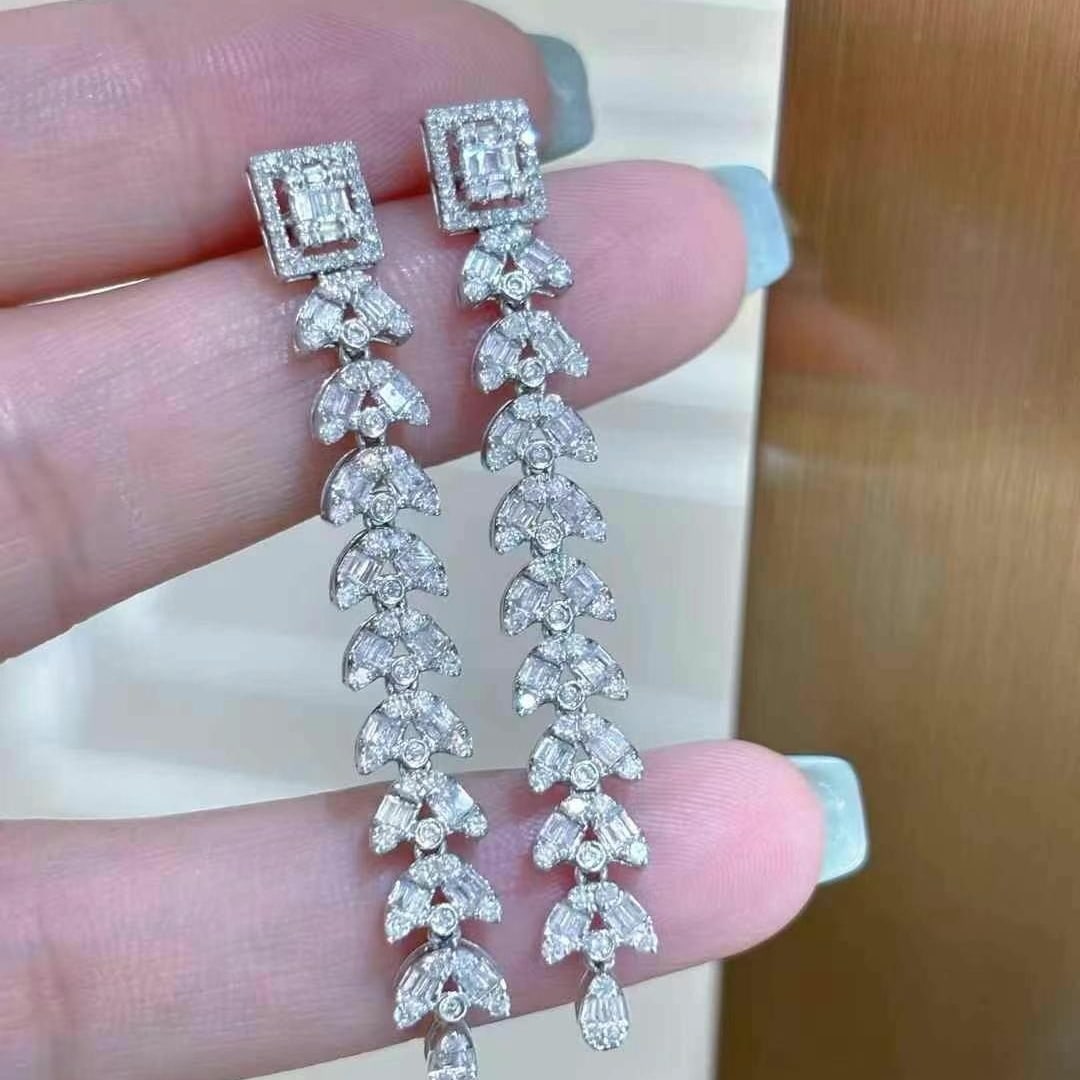 14k Gold 1.5 Ct Natural H Diamond Earrings - 4