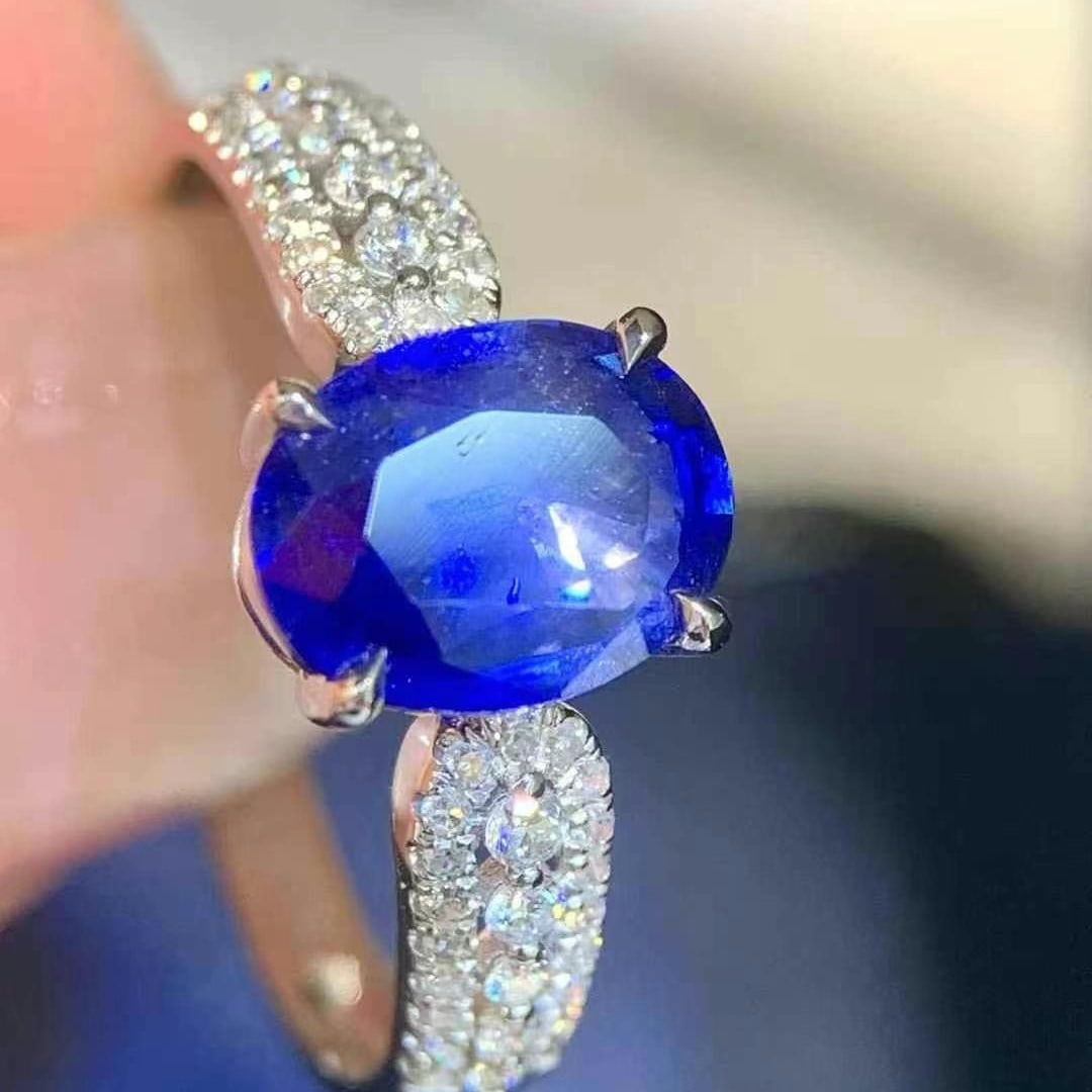 14k Gold 1.98 Ctw Natural Sapphire & Diamond Ring - 4