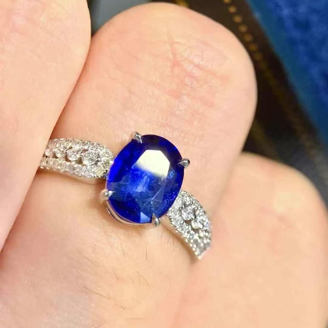 14k Gold 1.98 Ctw Natural Sapphire & Diamond Ring - 6