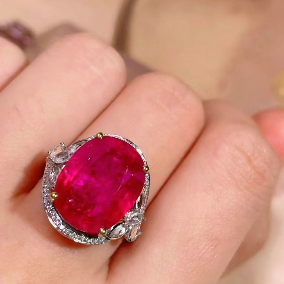 14k Gold 10.42 Ctw Natural Tourmaline & Sapphire Ring - 2