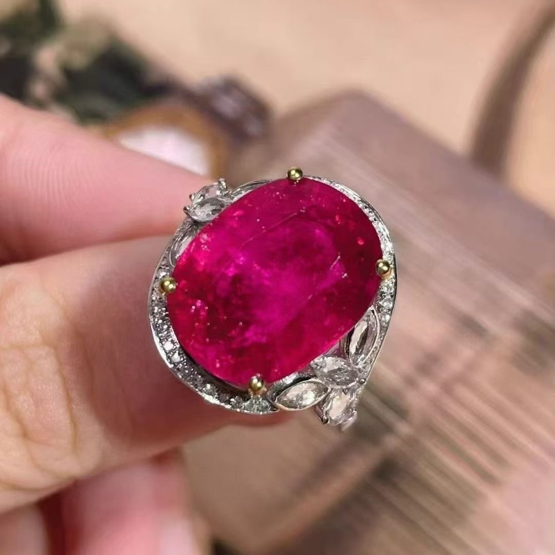 14k Gold 10.42 Ctw Natural Tourmaline & Sapphire Ring - 3
