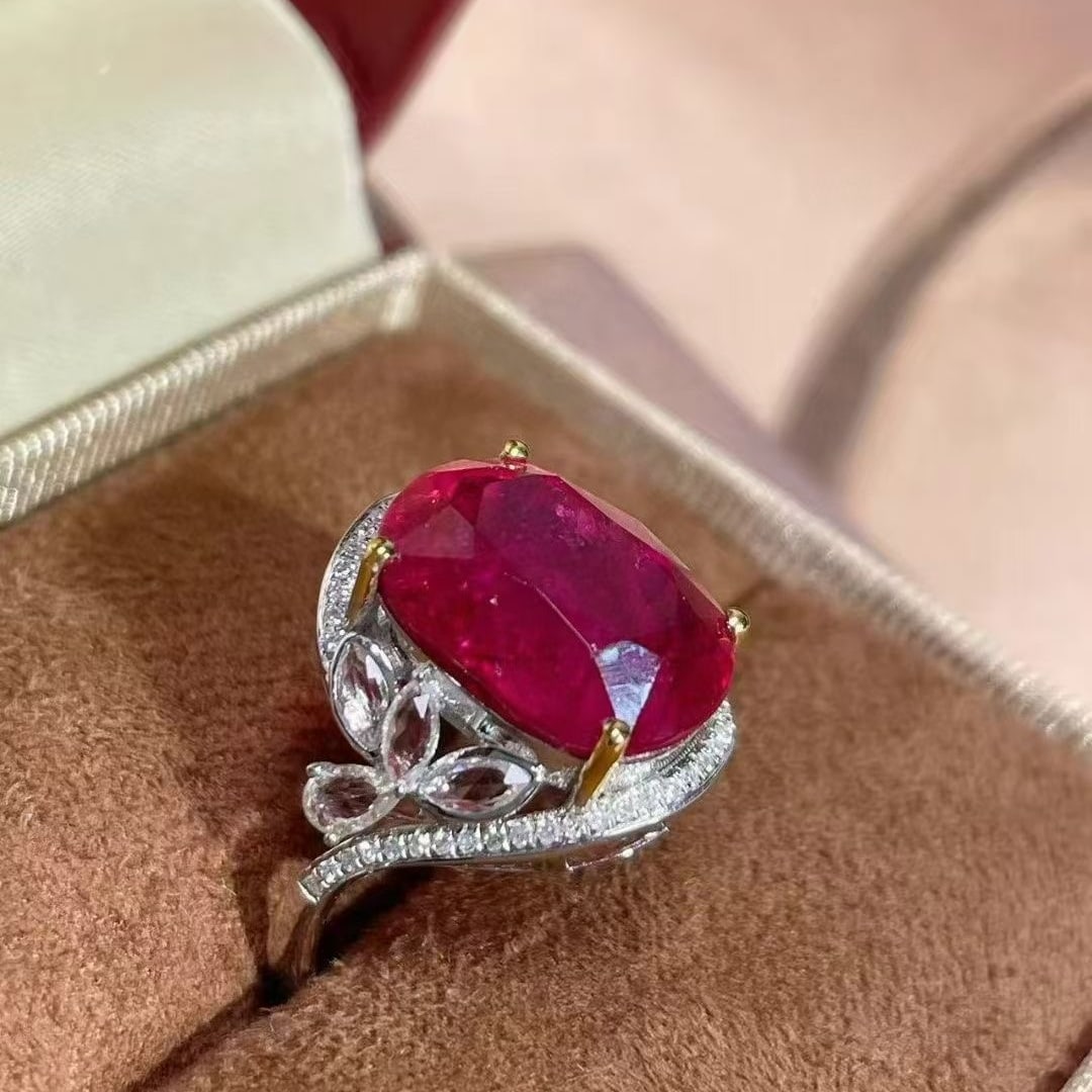 14k Gold 10.42 Ctw Natural Tourmaline & Sapphire Ring - 4